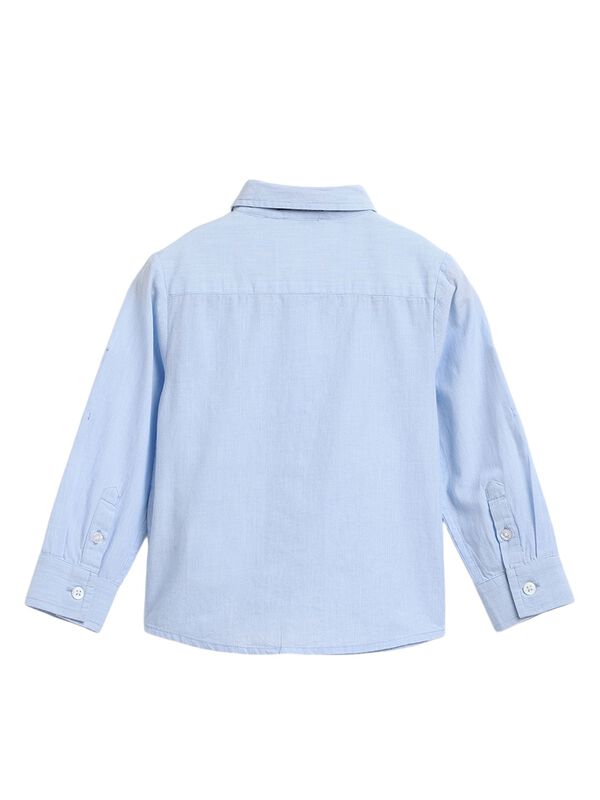 Boys Light Blue Long Sleeve Woven Shirt image number 1